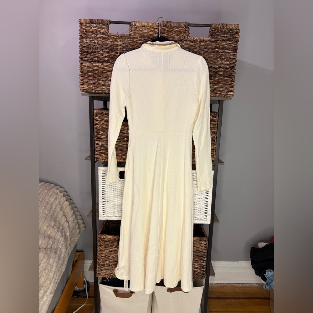 Commense contrast trim waffle long sleeve flowy dress - Picture 7 of 7